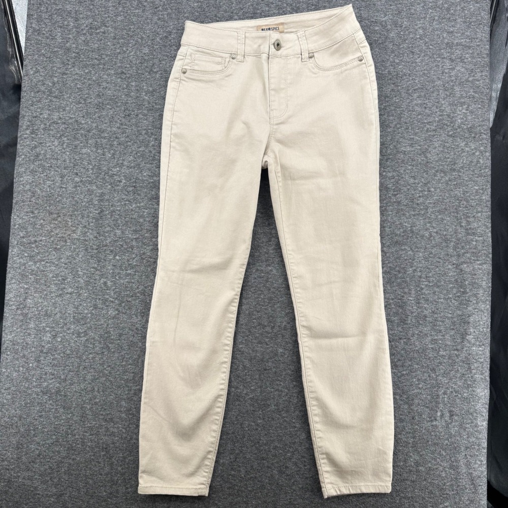 Blue Spice Womens Skinny Khaki Pants Tan Stretch Tapered Size‎ 7 jeggings